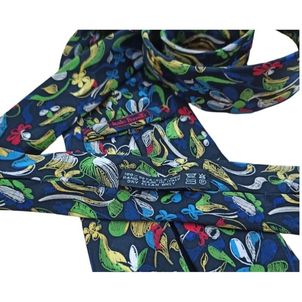 RARE ITALO FERRETTI COLLEZIONE ARTE Black Art Silk Tie HM ITALY 60”/ 4" EC - Picture 3 of 6